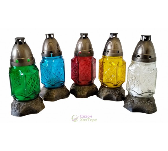 Лампадка стеклянная на 18 часов с геометрическим орнаментом